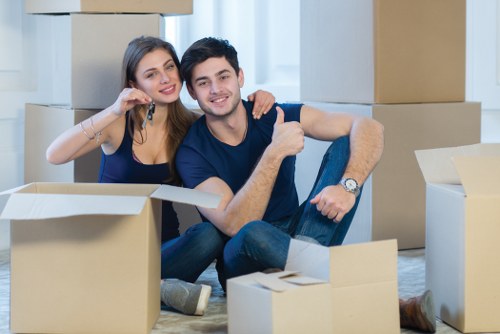 Office relocation planning in Vauxhall with moving team and office boxes