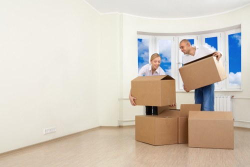 Loading furniture and boxes into a moving truck in Vauxhall