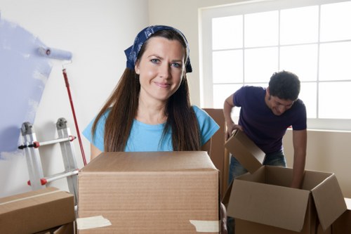 Packed moving boxes and furniture ready for local removals in Vauxhall