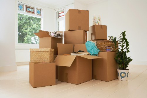 Packed household boxes ready for a Vauxhall home move